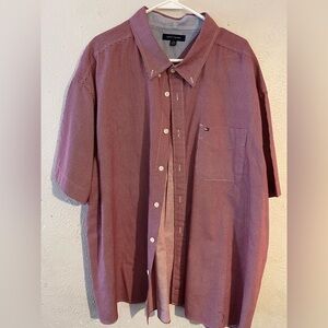 Tommy Hilfiger Men's Burgundy Button Down Shirt